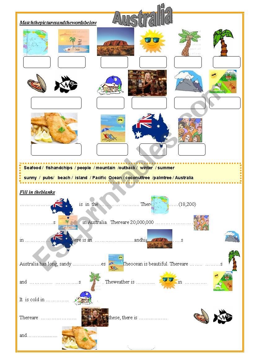 Australia Worksheet worksheet