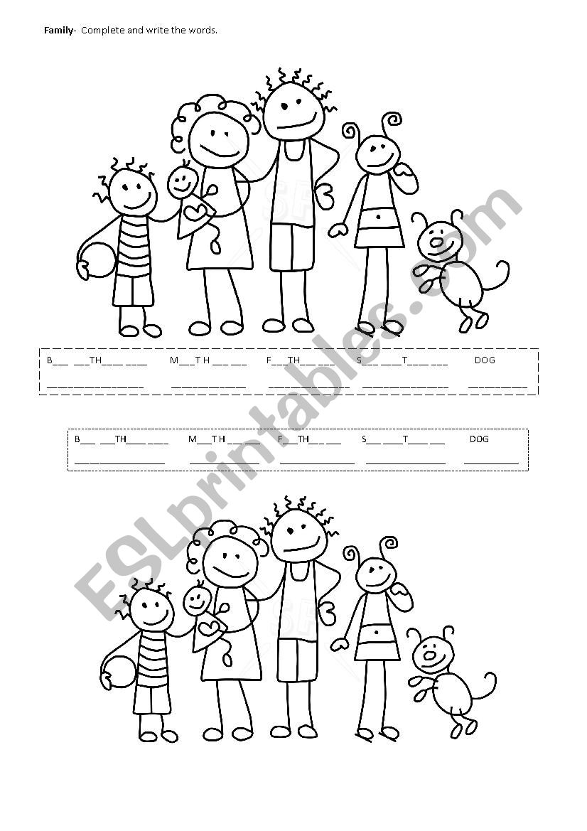 Family vocabulary worksheet