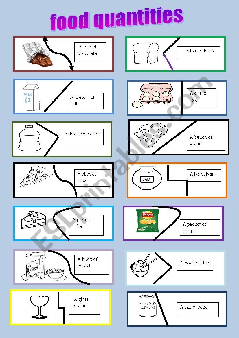  Food quantities puzzle worksheet