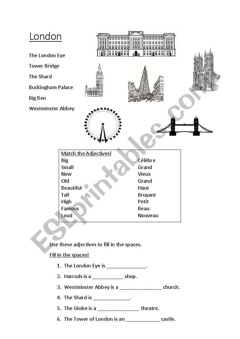 London landmarks worksheet