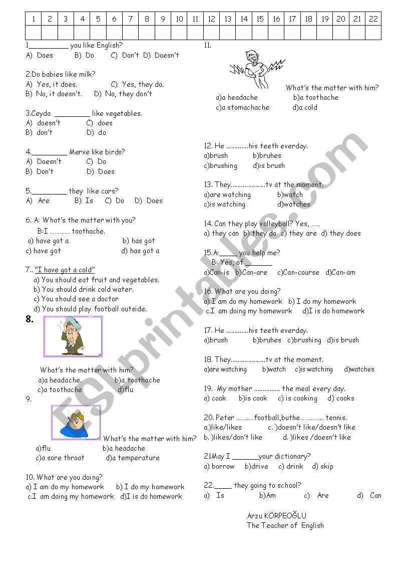 Fifth grade worksheet