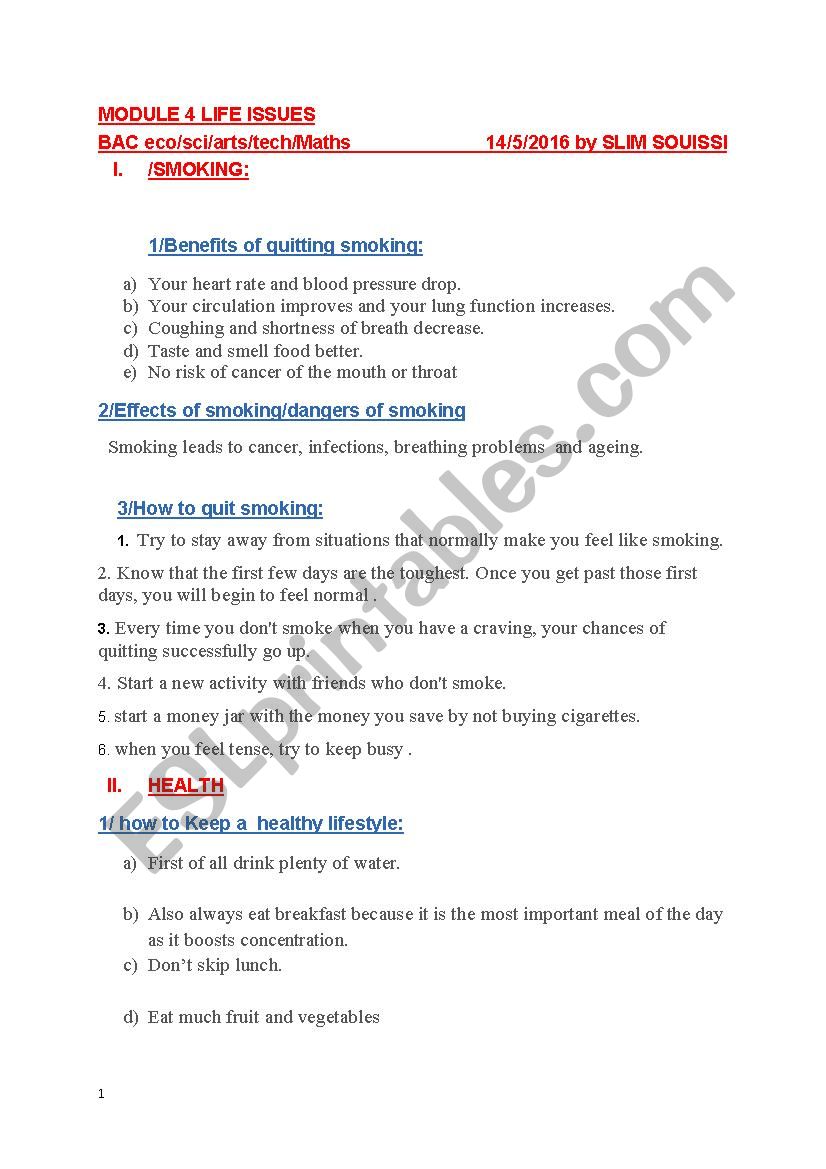 bac review worksheet