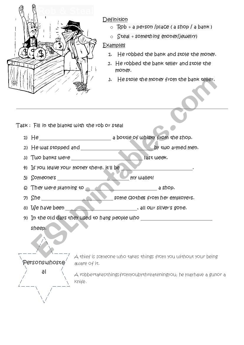 Rob & Steal worksheet