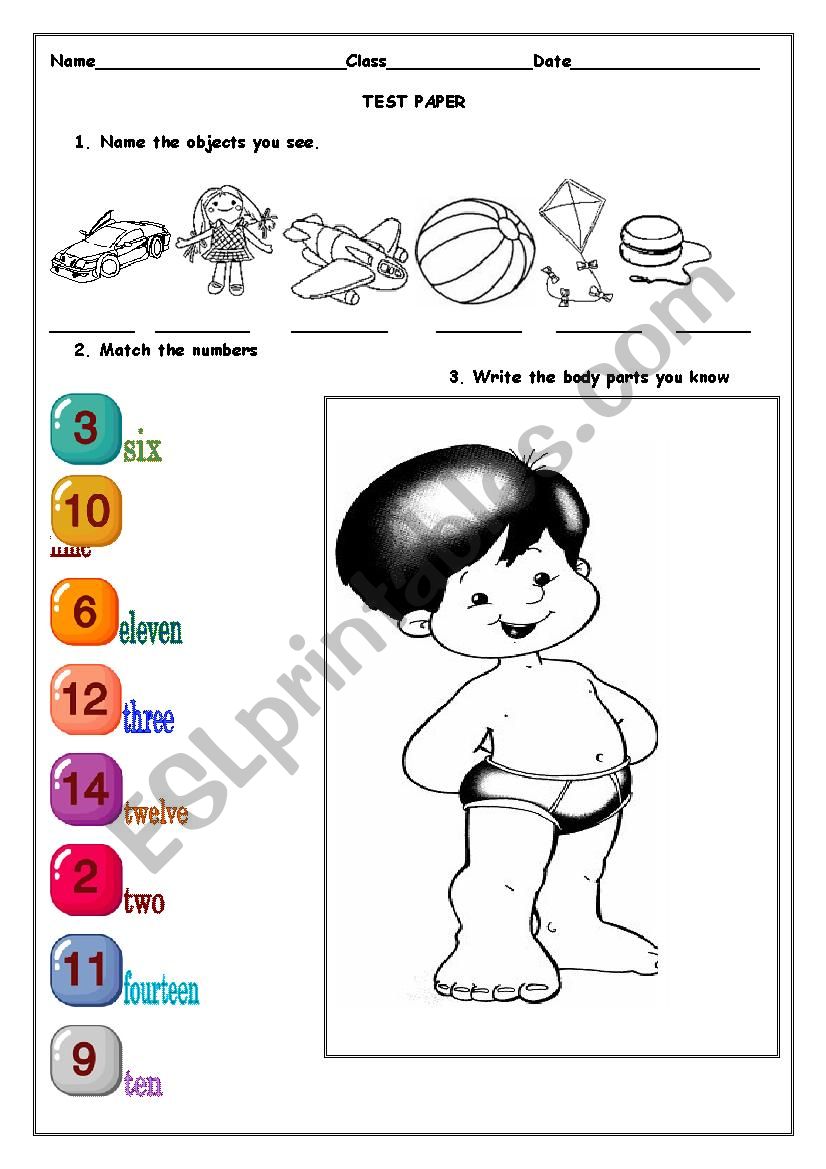 second grade test paper worksheet