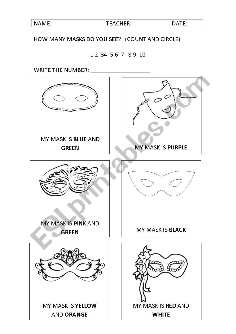 CARNIVAL MASKS COLORS NUMBERS LIKE