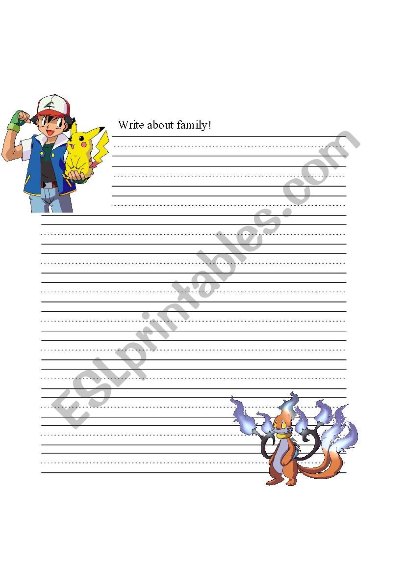 Pokemon writing with puzzles and adjective and verb usage