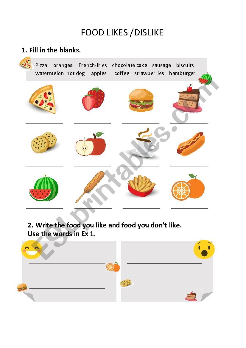 Food Like and Dislike worksheet