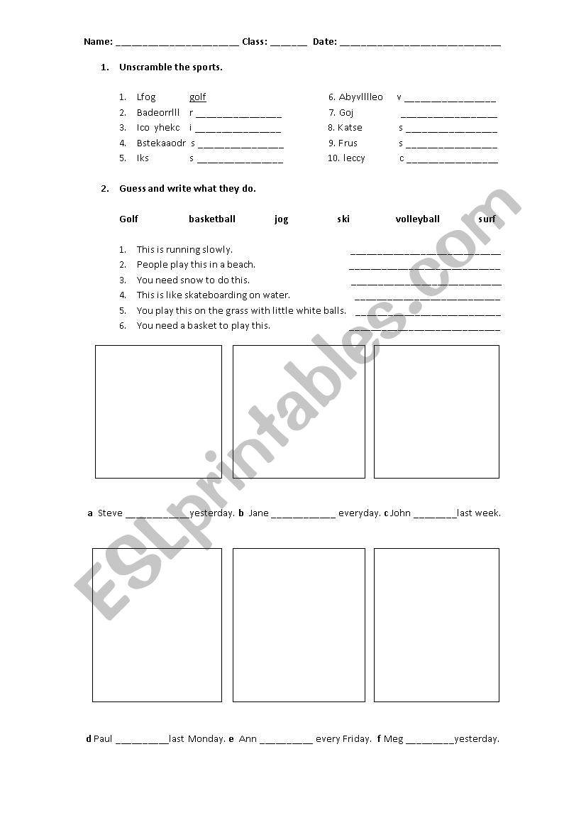 Sports worksheet
