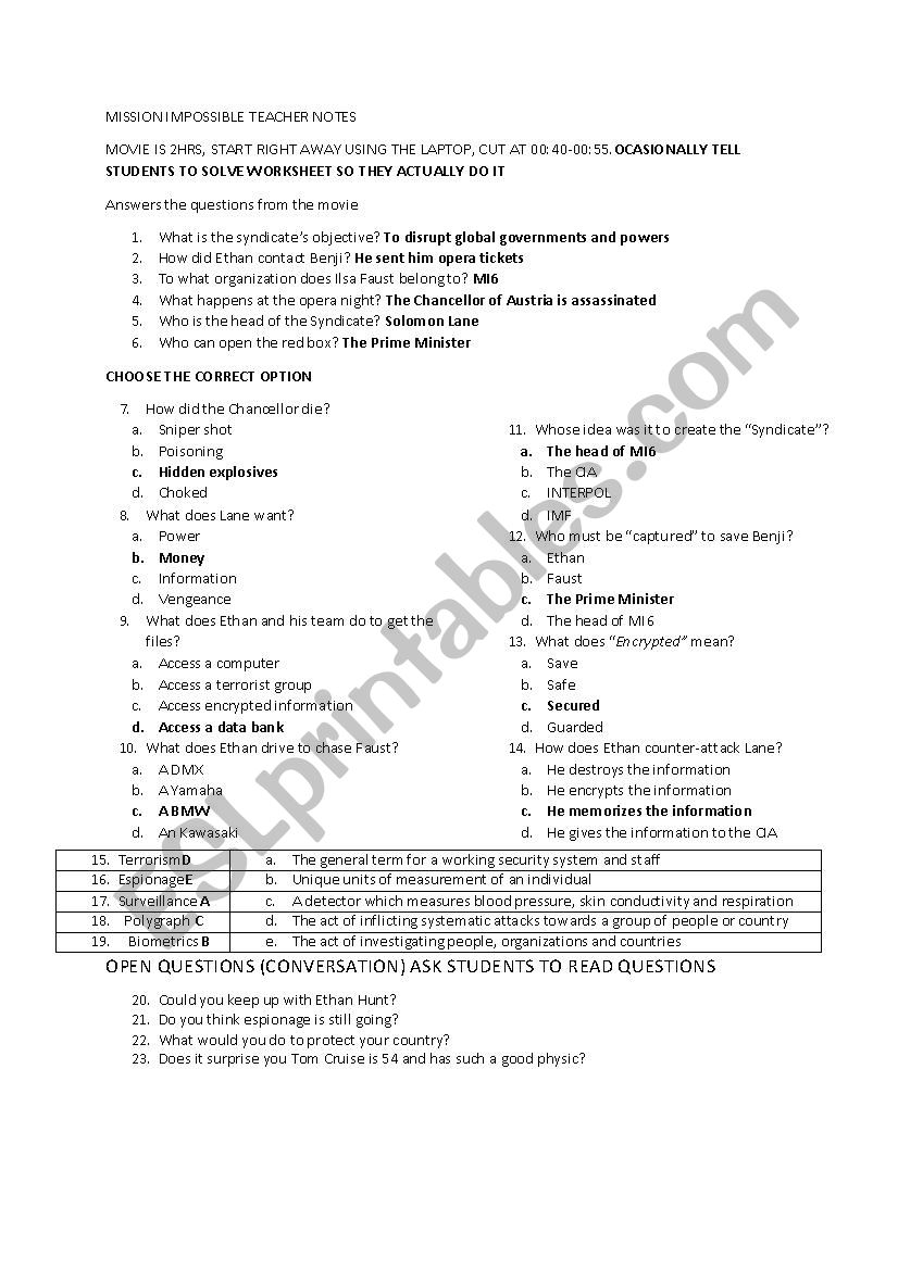 Mission Impossible Rogue Nation Movie Activity
