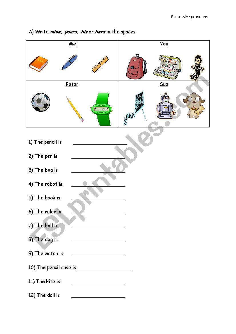 Possessive pronouns worksheet