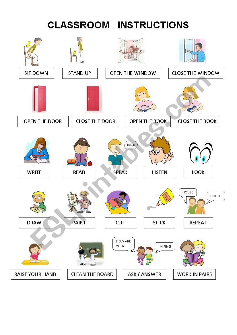 Classroom Instructions worksheet