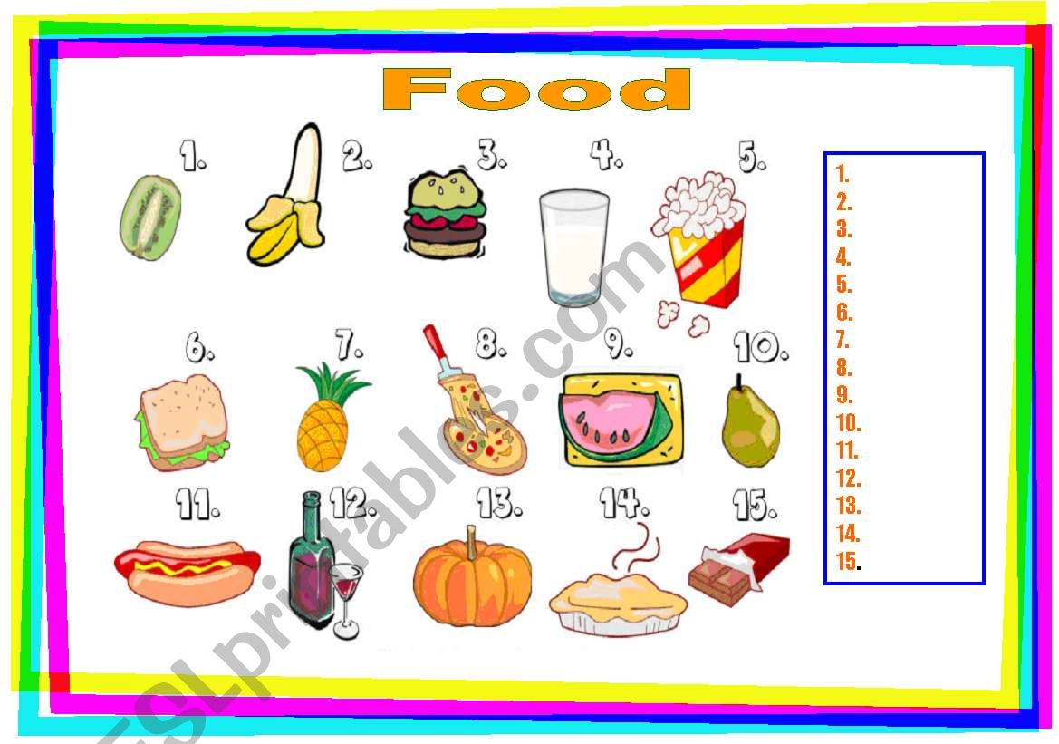 food match worksheet