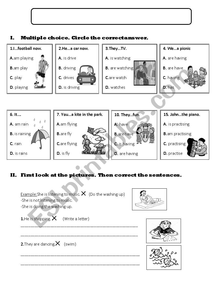 present and past continuous worksheet