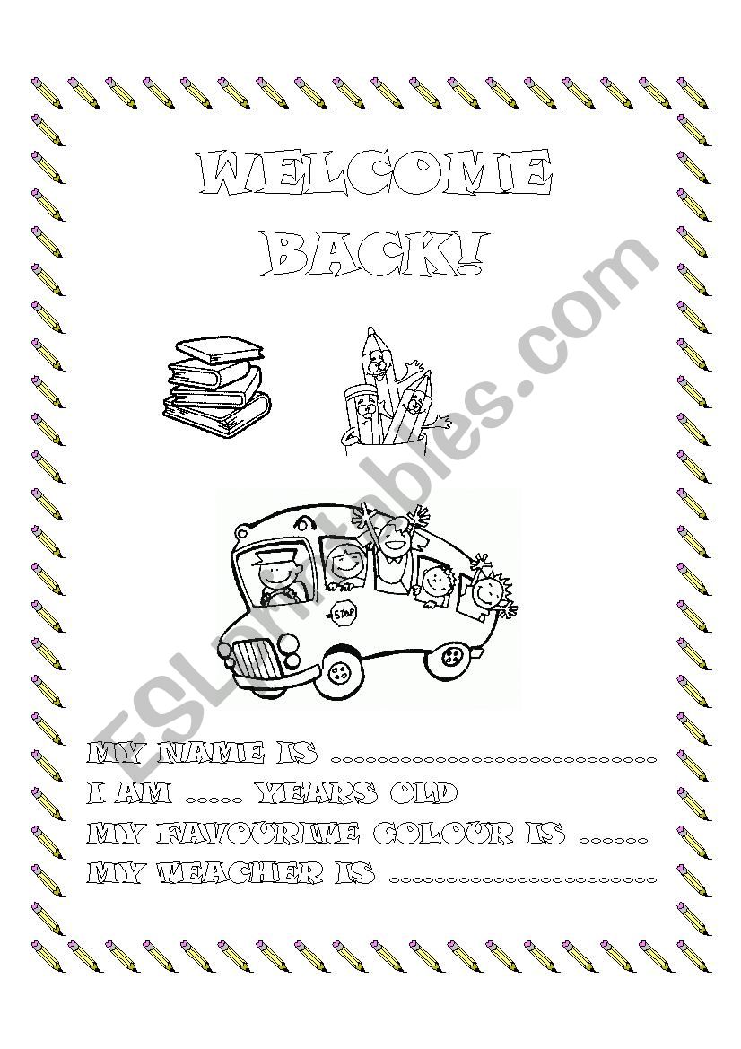 Welcome Back! worksheet