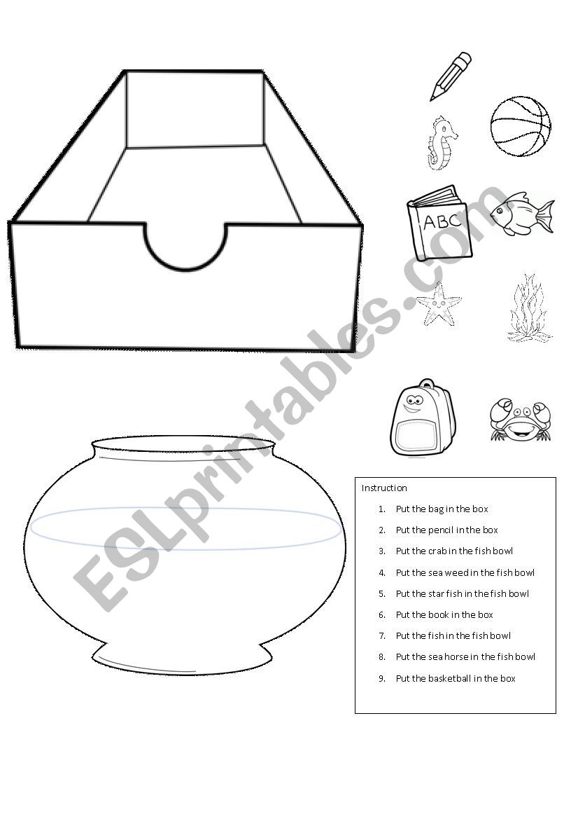 preposition in worksheet for kids