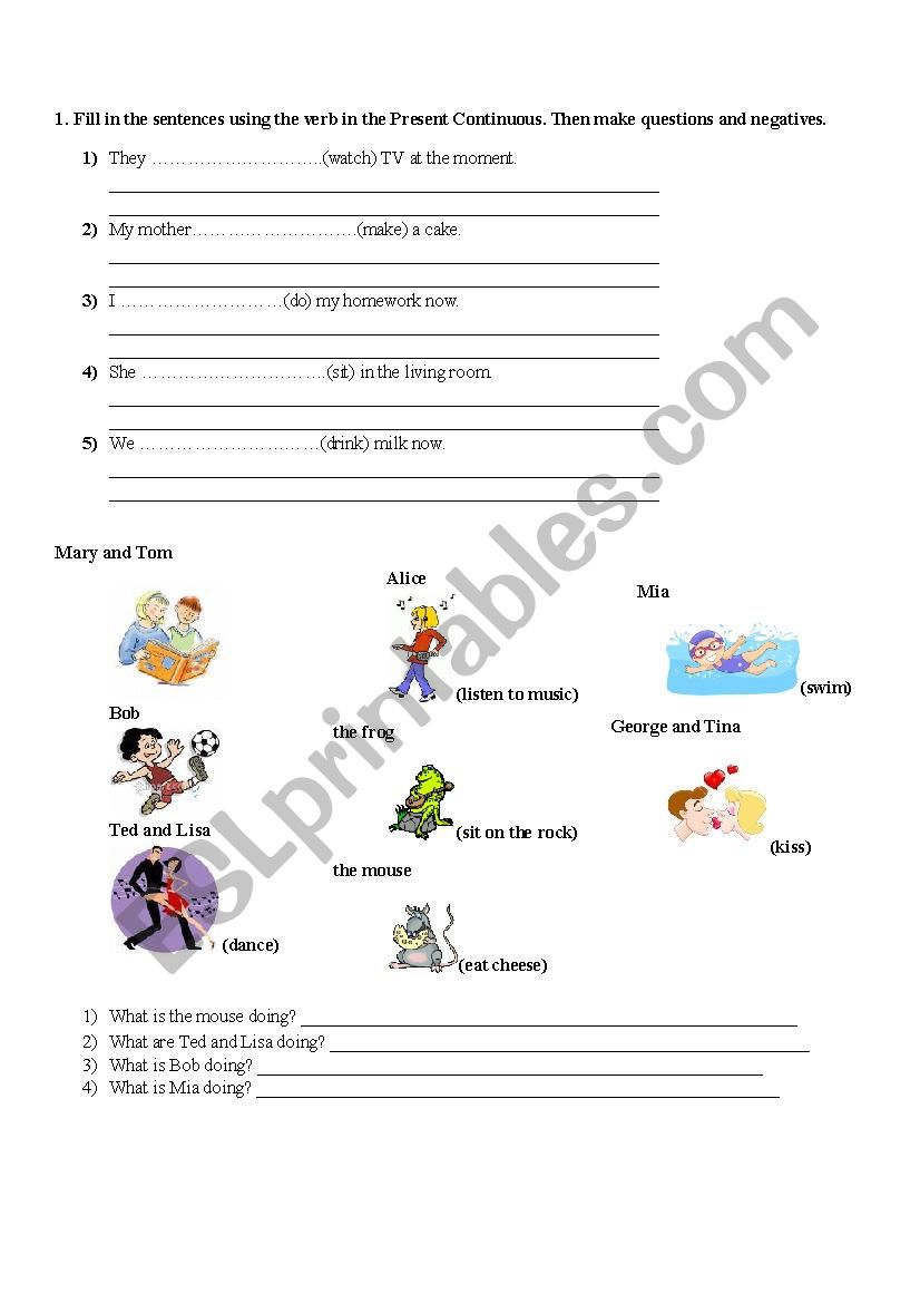 present continuous worksheet