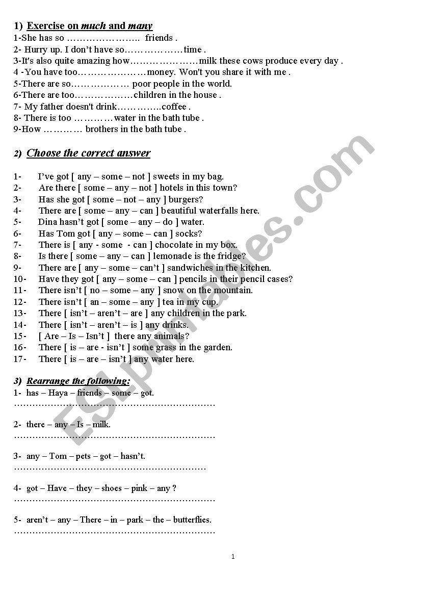 Quantifiers worksheet