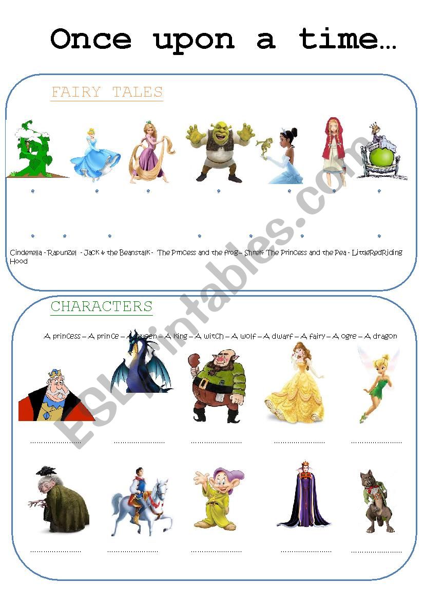 Fairy tales vocabulary worksheet
