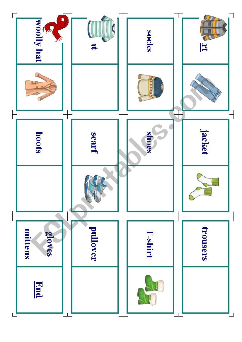 Domino clothes worksheet