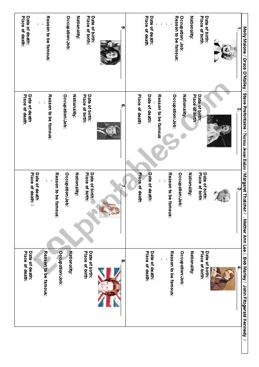 people from the past activity worksheet