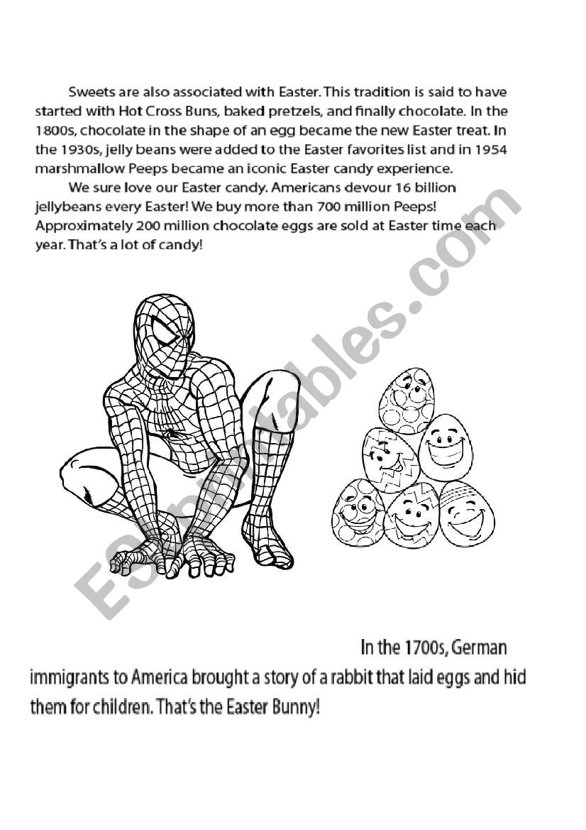 Power Ranger, Spiderman Easter facts, story and puzzle and coloring