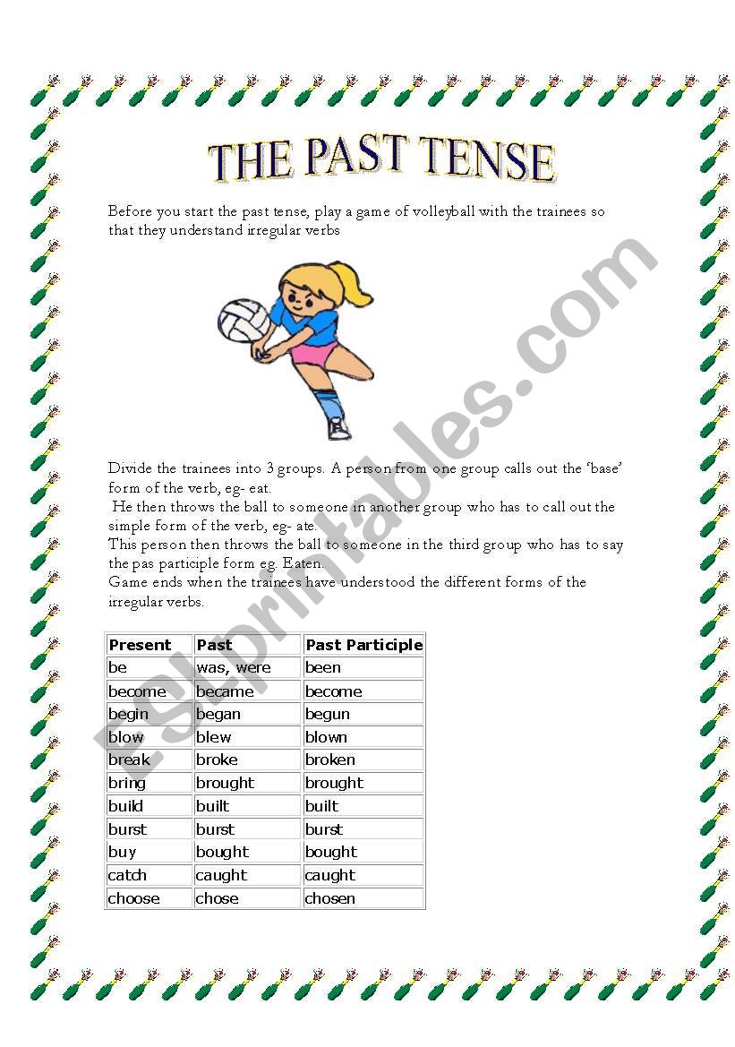 The PAST tense worksheet