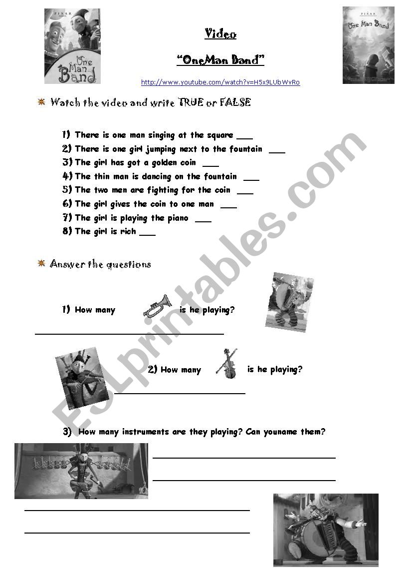 One Man Band Video worksheet