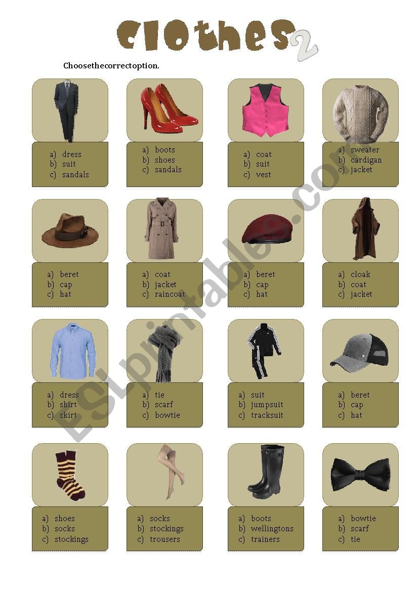 clothes (multiple choice)- part 2