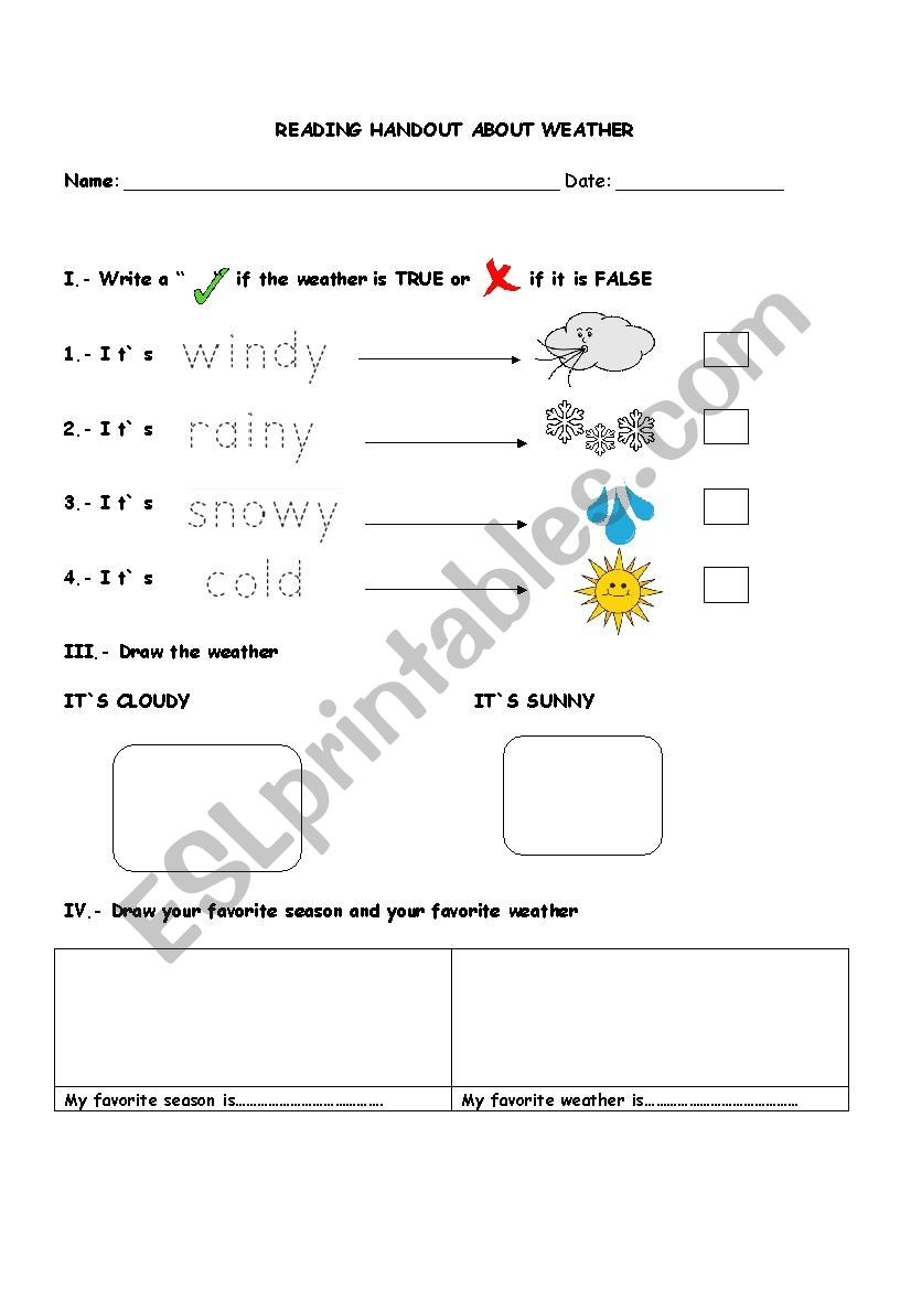 The weather handout worksheet