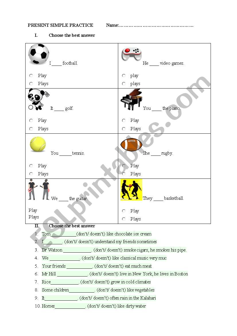 present simple worksheet