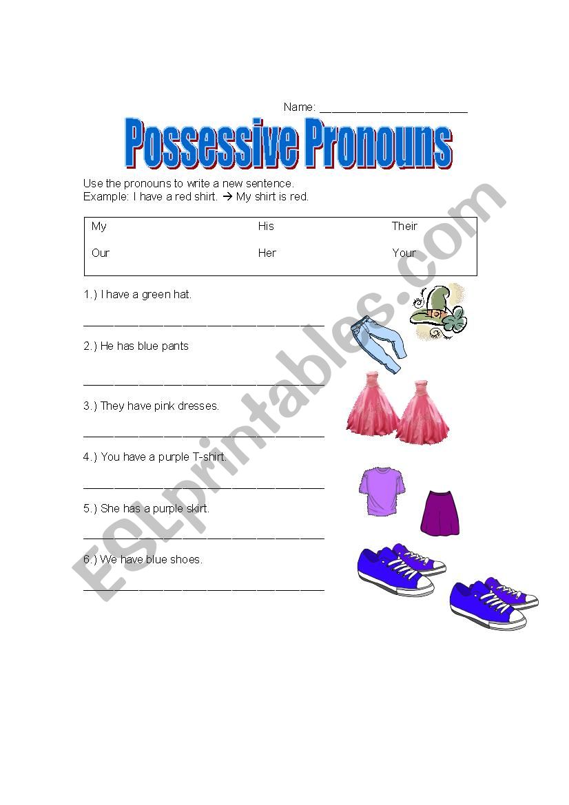 Possessive Pronouns Sentence Maker