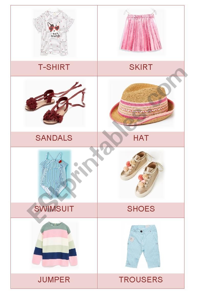 CLOTHES FALSHCARDS worksheet