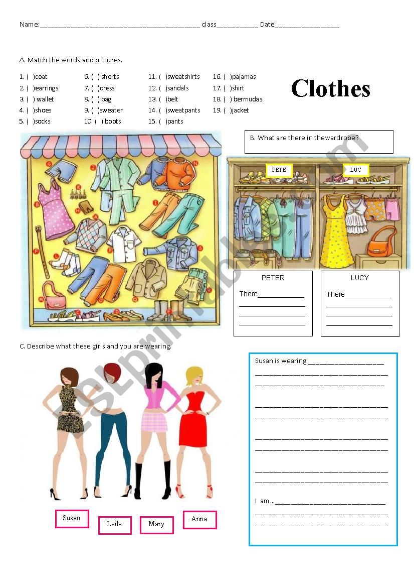 CLOTHES worksheet