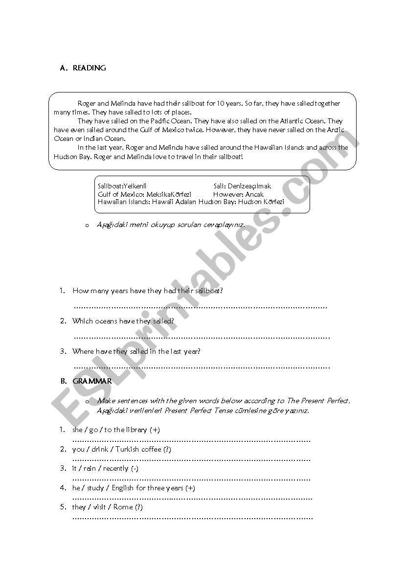 Present Perfect - Past Tenses worksheet