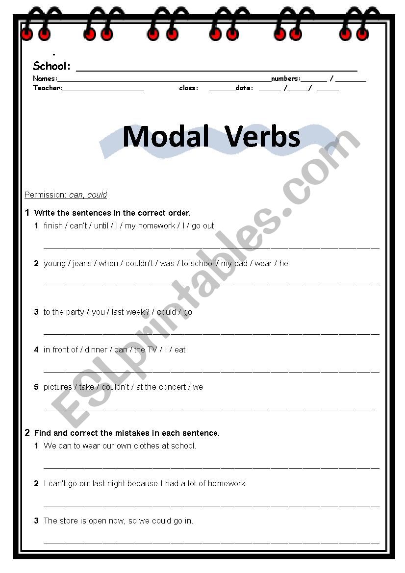 MODAL VERBS worksheet