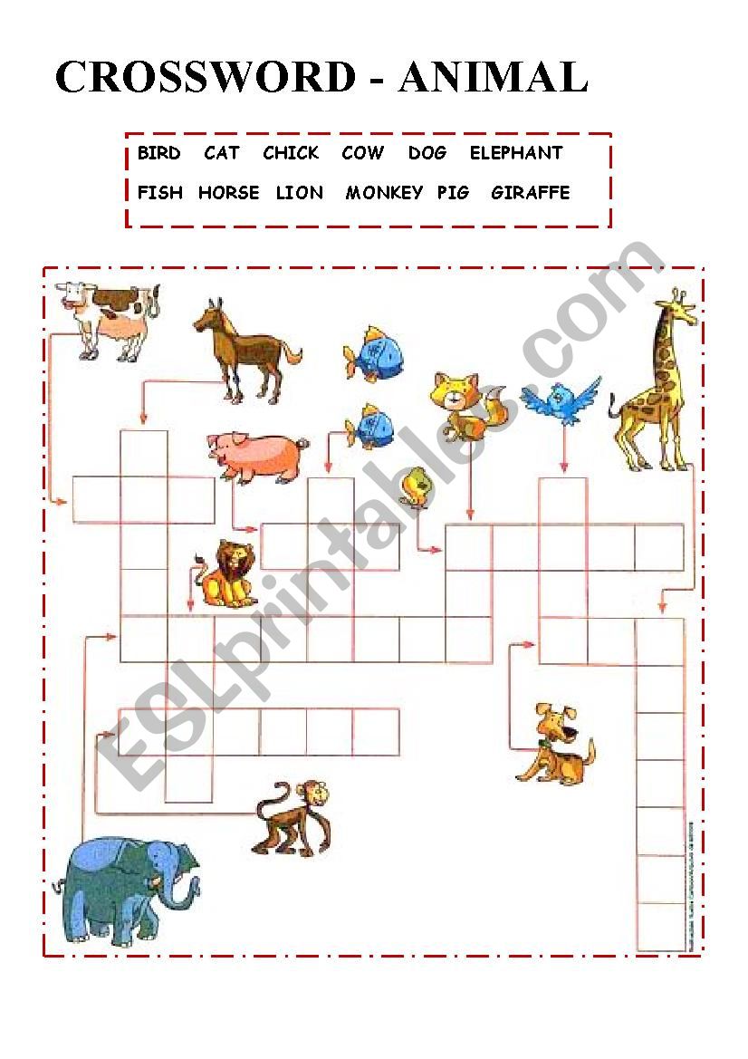 CROSSWORD - ANIMAL worksheet