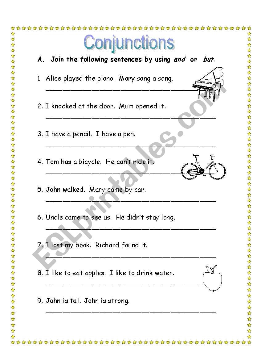 conjunctions worksheet