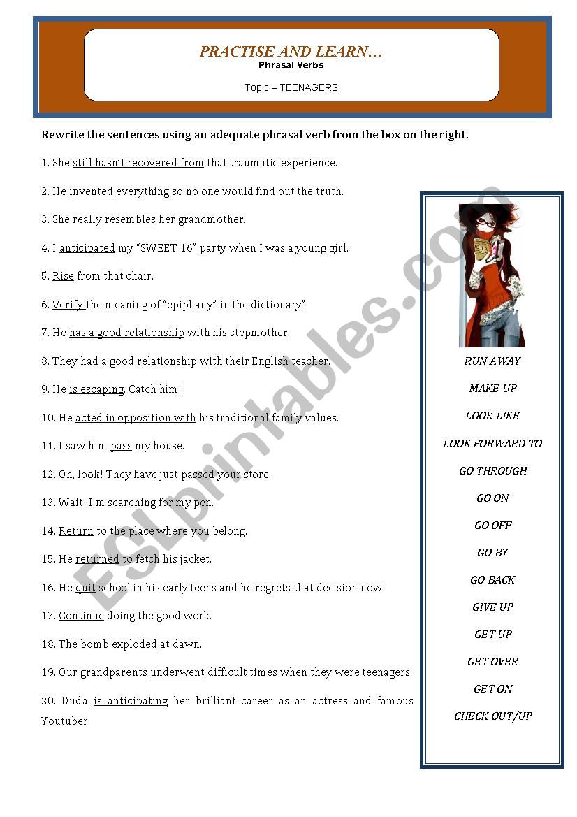 Phrasal verbs worksheet