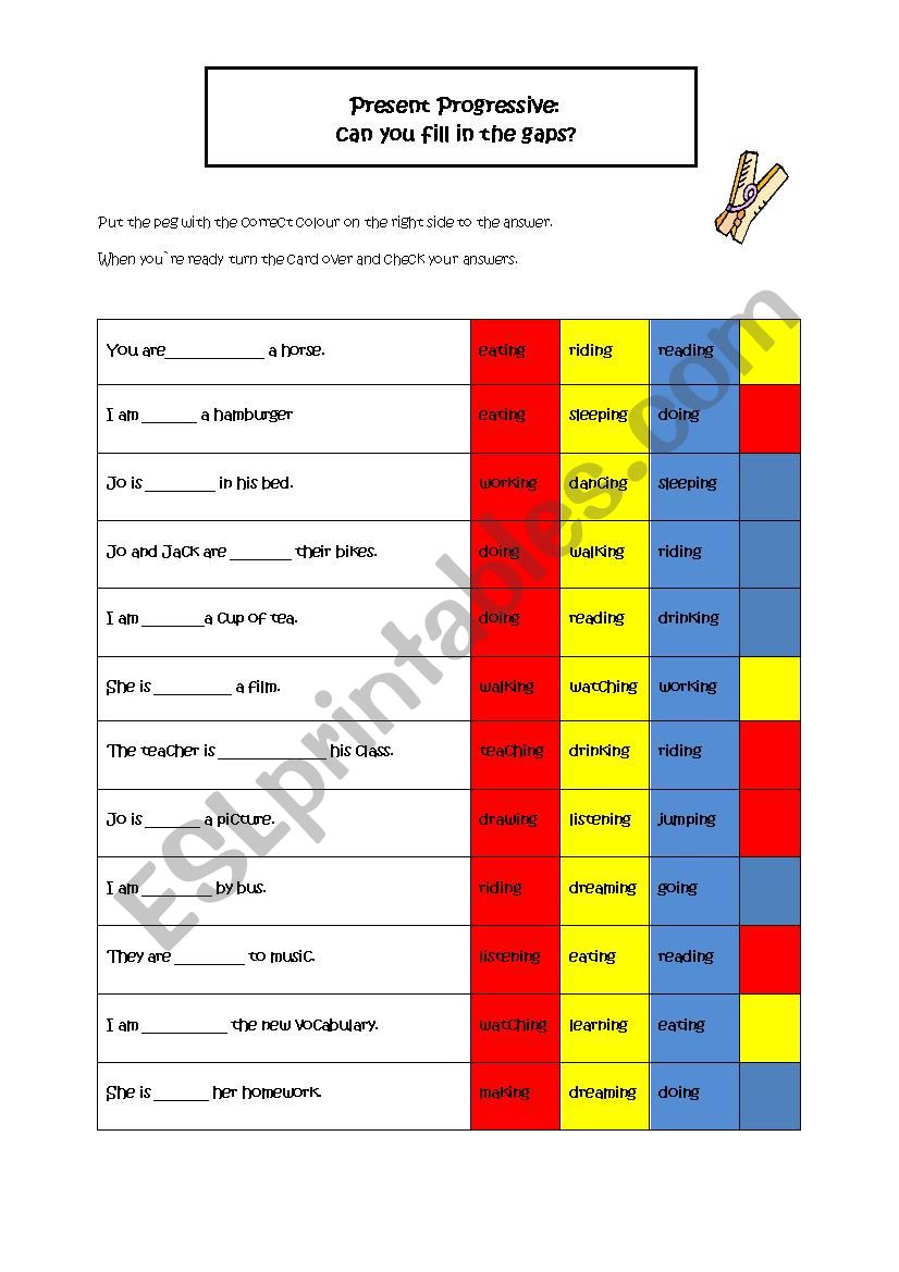 Present Progressive worksheet