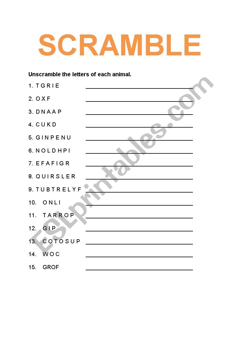 scramble worksheet