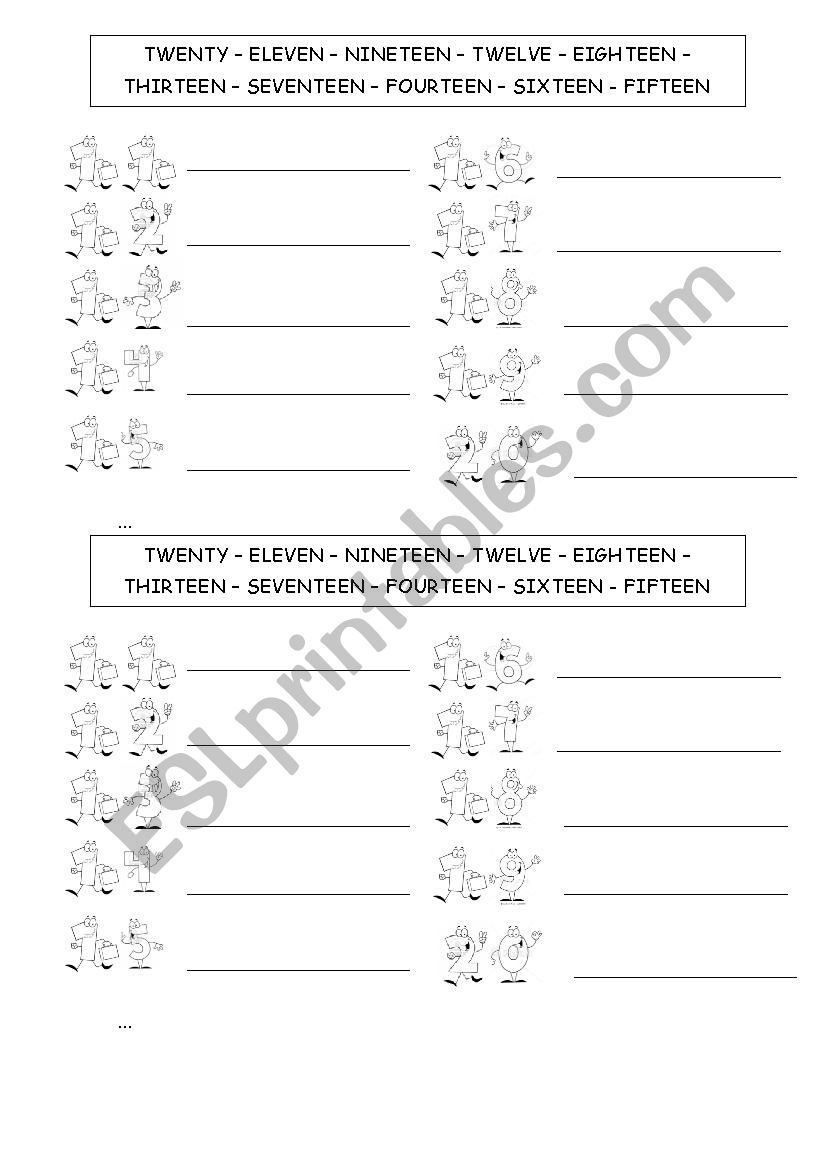 NUMBERS 10-20 worksheet