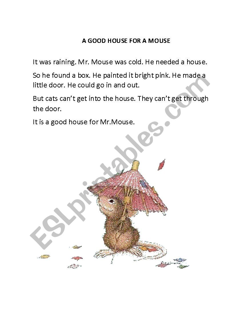 a house for Mouse worksheet