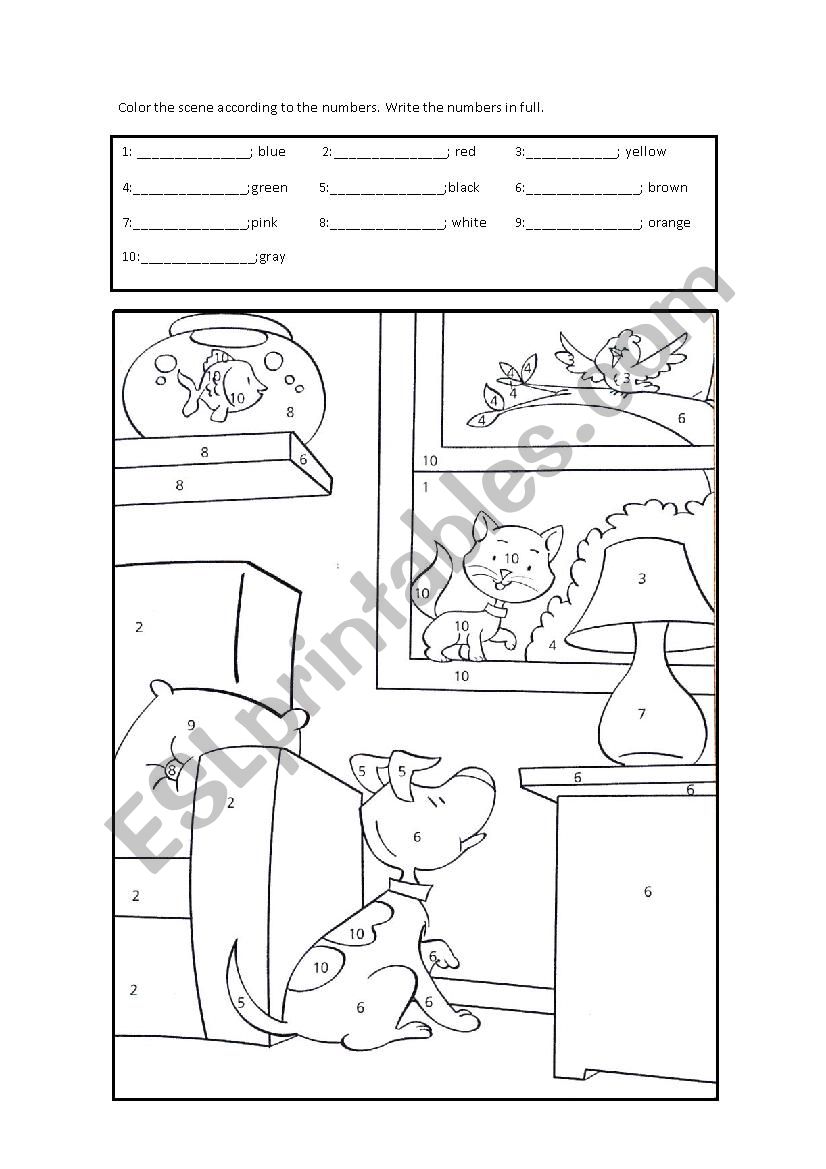 Colours and Numbers worksheet