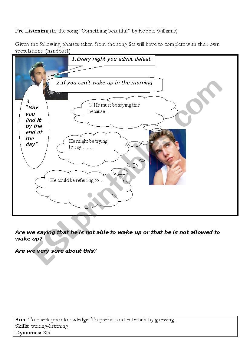 robbie williams and modals worksheet
