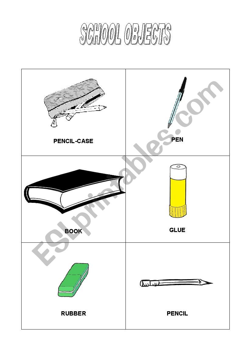 School objects worksheet