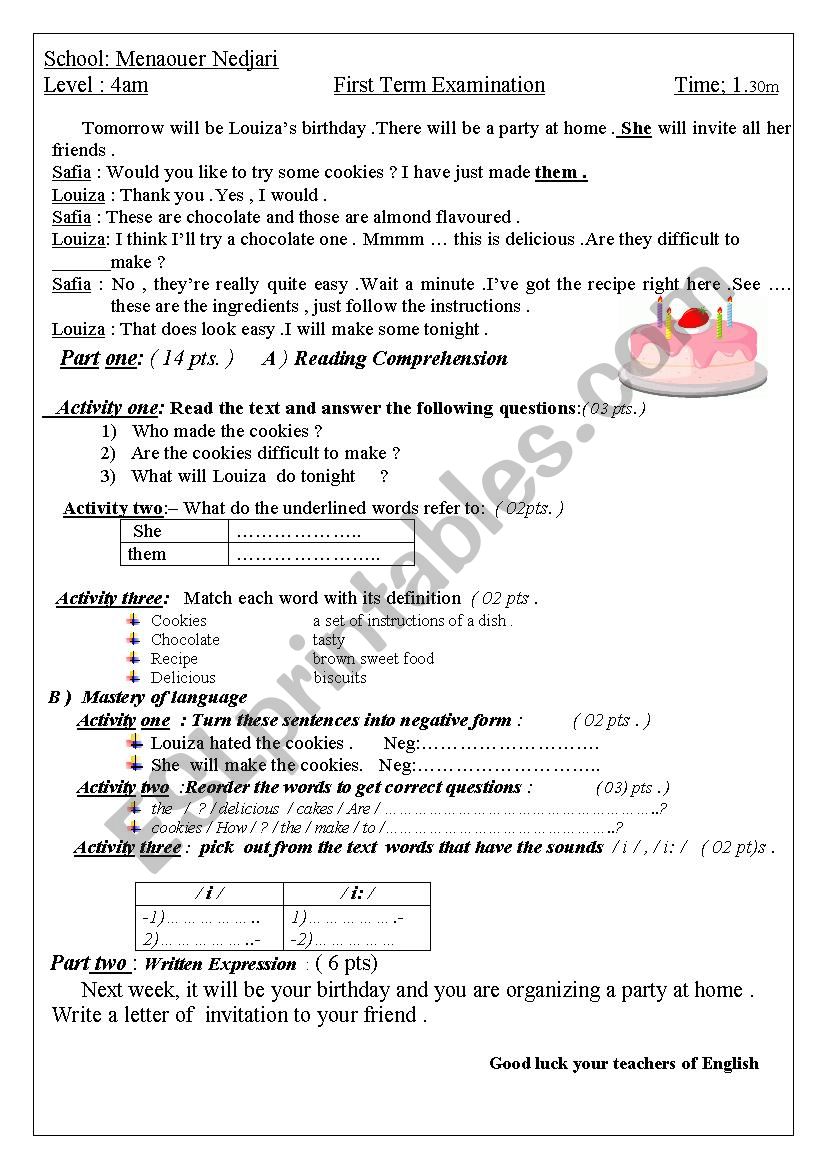 happy birthday worksheet