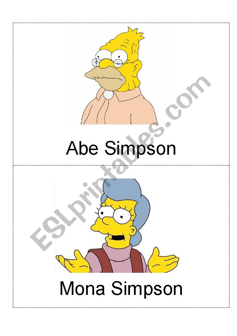 Family Tree the Simpsons worksheet