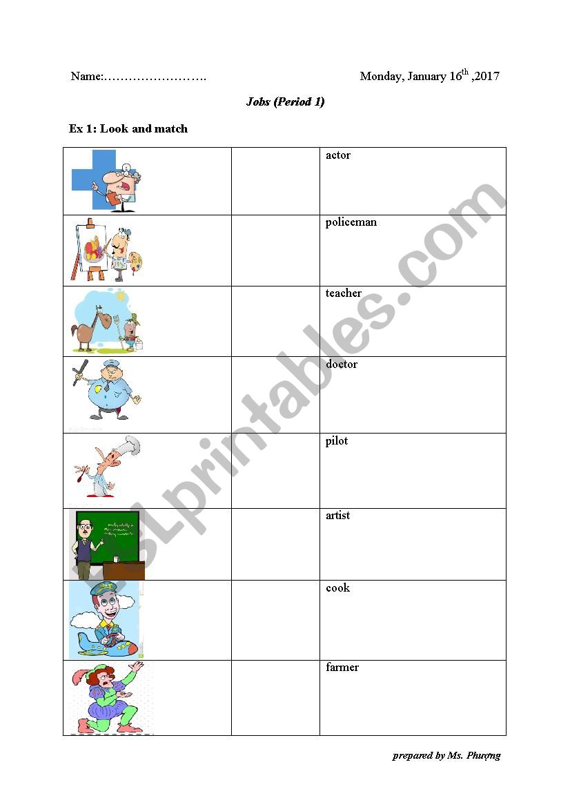 Jobs and Occupations worksheet