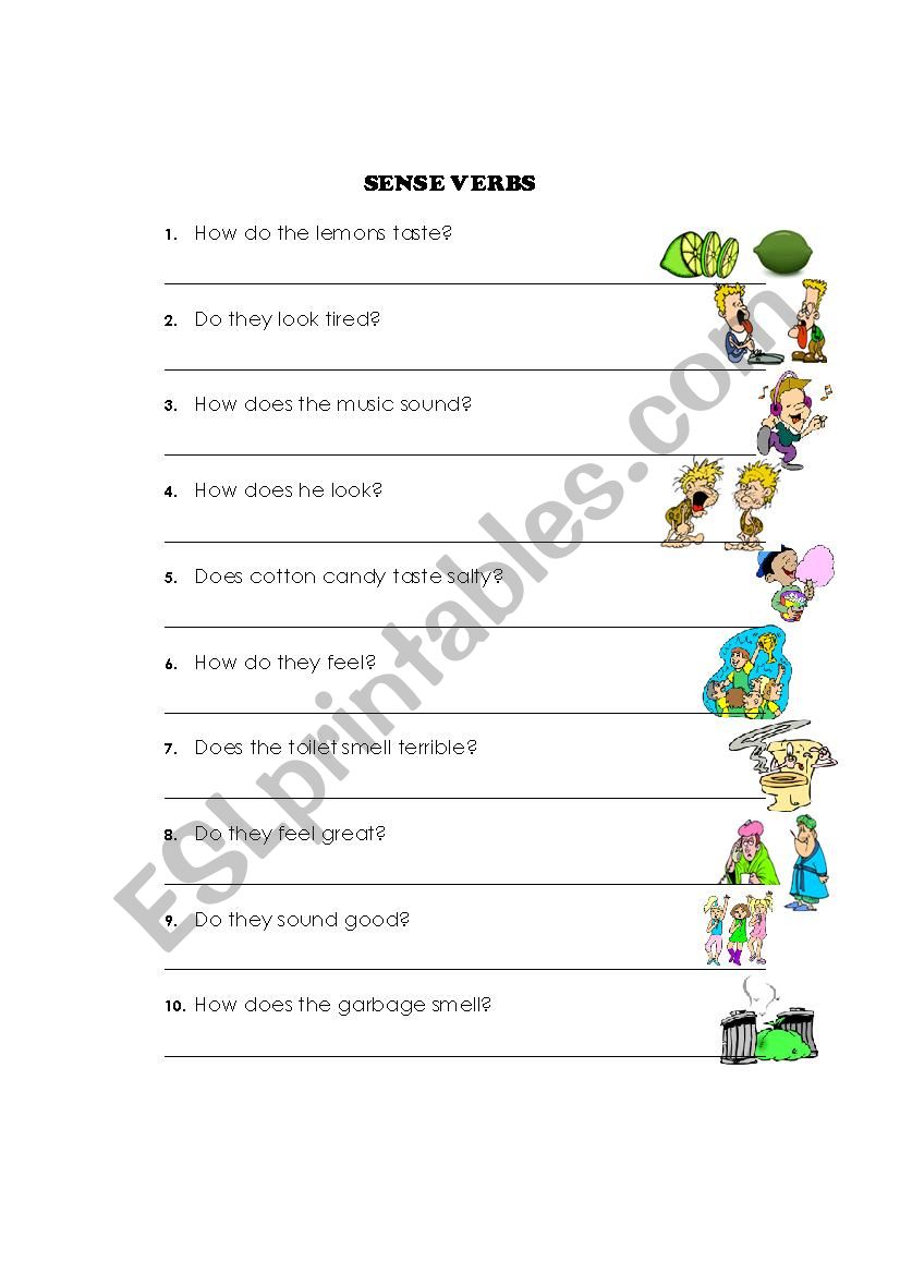 SENSE VERBS worksheet