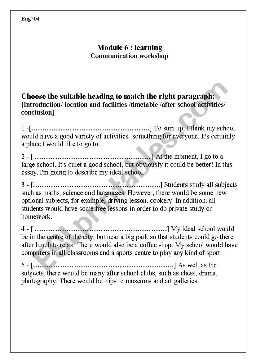 ideal school worksheet